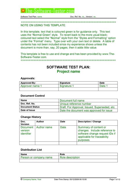 Test Plan Outline Template