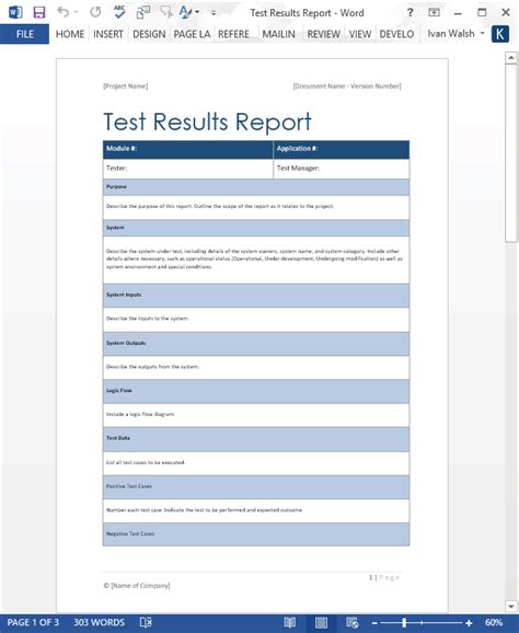 Test Results Templates