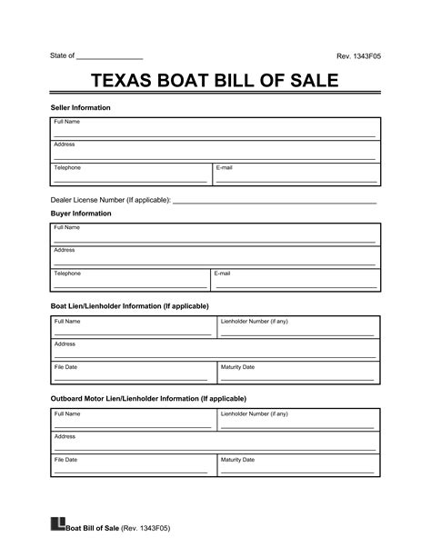 Texas Asset Bill of Sale Form