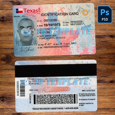 Texas ID Template Example 1