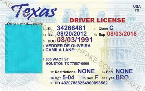 Texas Temporary Drivers License Template