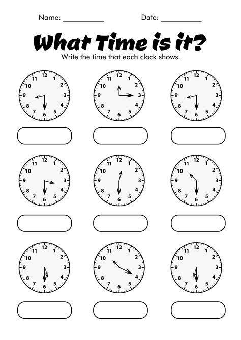 Time Worksheets for 2nd Grade