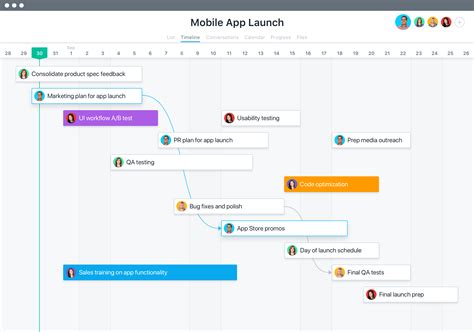 Timeline template Asana