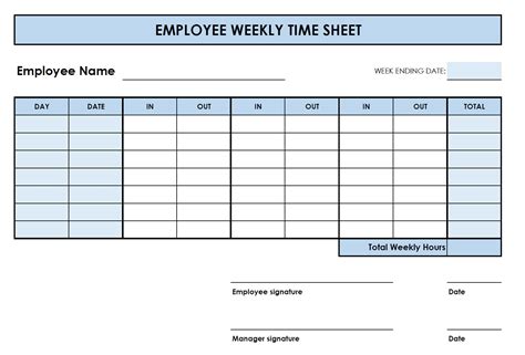 Timesheet Printable Format