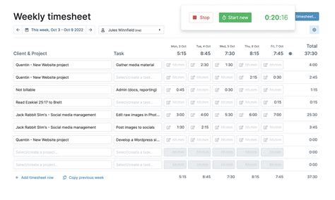 Timesheet tools