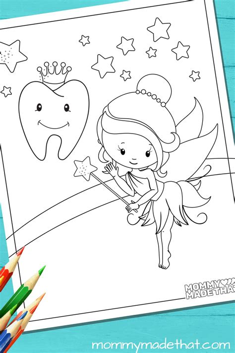 Tooth Fairy Coloring Pages for Preschoolers