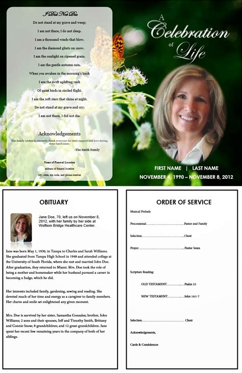 Traditional Funeral Program Templates