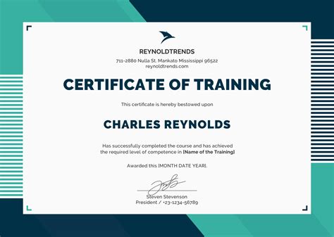 Training Certificate Template