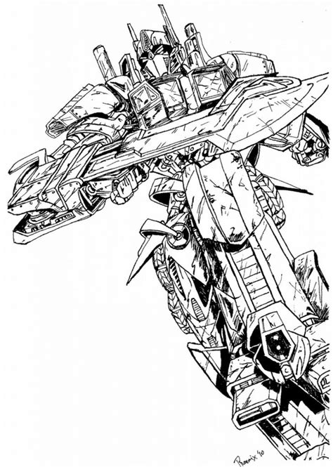 Transformers action scene coloring page