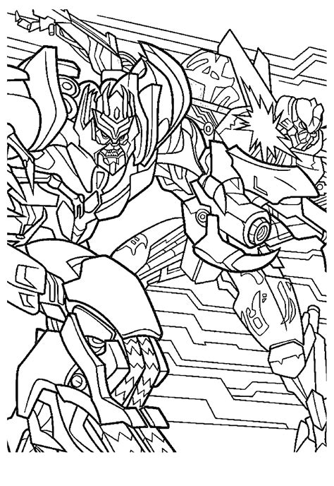 Transformers battle scene coloring page