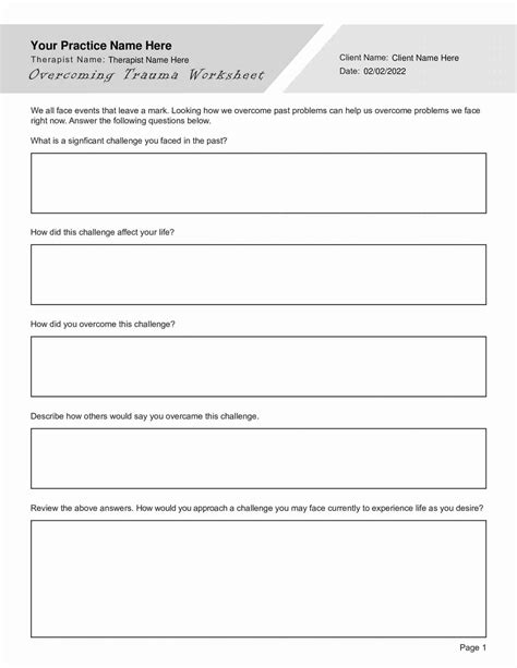 Trauma Worksheets for Recovery