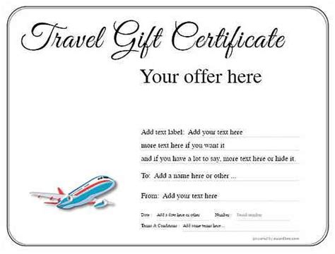 Travel Gift Certificates Templates Personalized