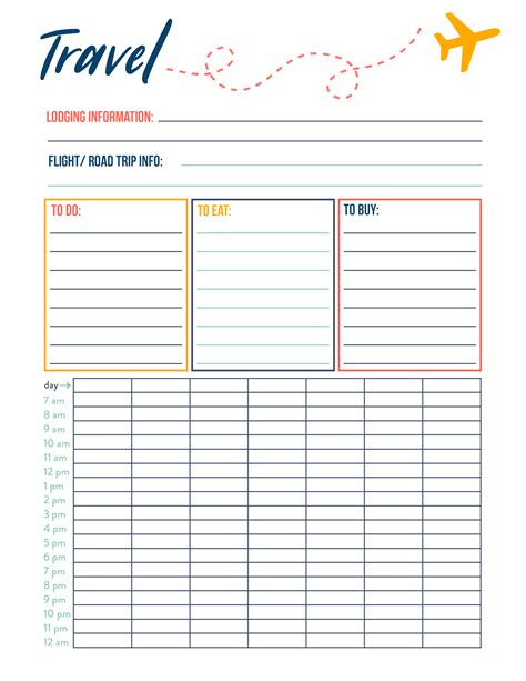 Travel Planning T Chart Template