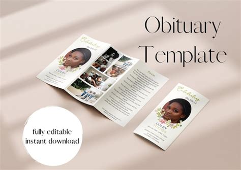 Tri-Fold Obituary Template Example 1