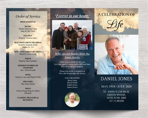 Trifold Funeral Program Template Design Example 8