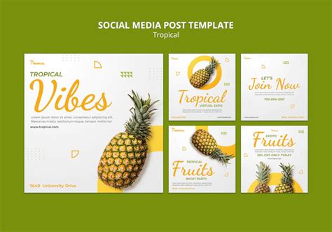 Tropical social media templates for engaging posts