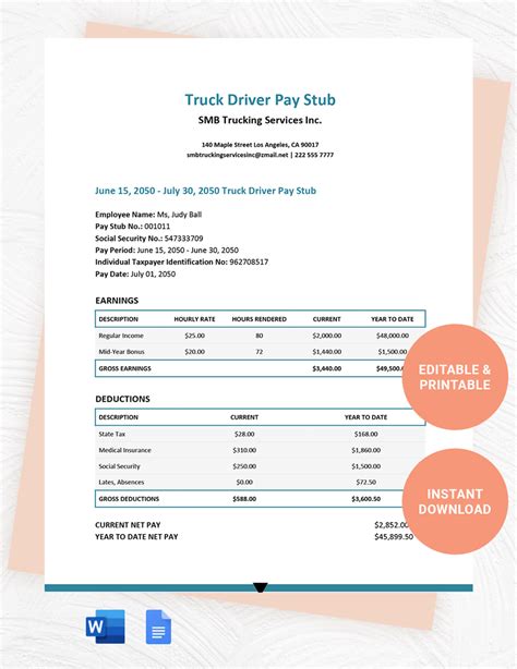 Trucking Pay Stub Tips