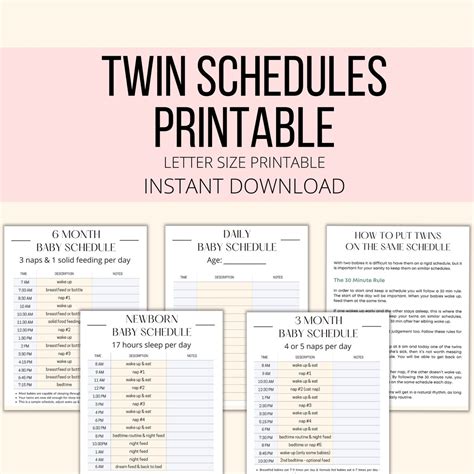 Twins Schedule Template 4