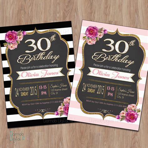 Types of 30th Birthday Party Invitation Templates