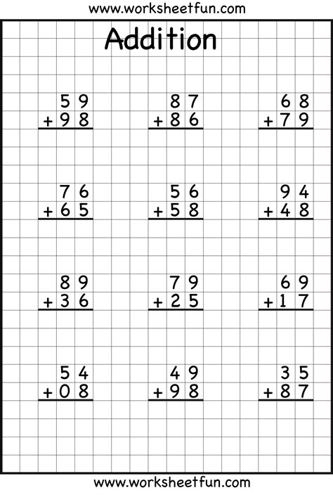 Types of Addition Math Worksheets