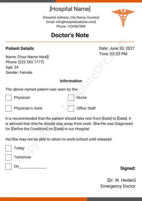 Types of Hospital Excuse Templates