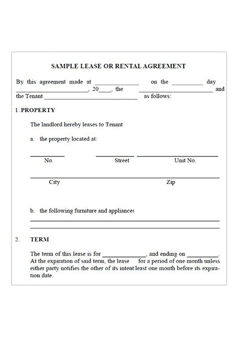 Types of Lease Agreement Templates