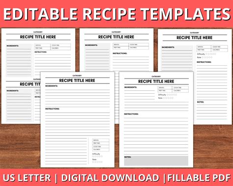 Types of Recipe Templates