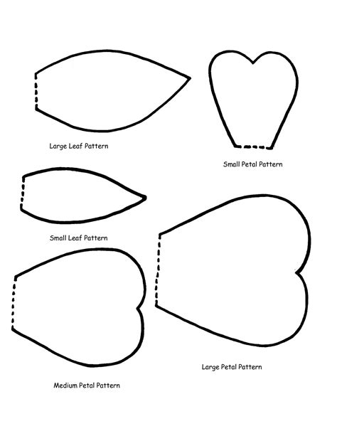 Different types of rose petal templates for various design projects