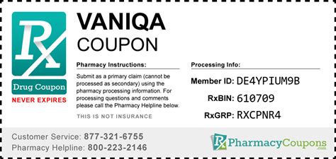 Types of Vaniqa coupons available