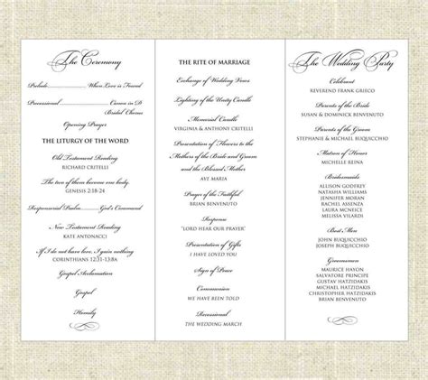 types of wedding program templates