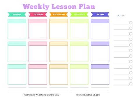 Types of Weekly Printables Image