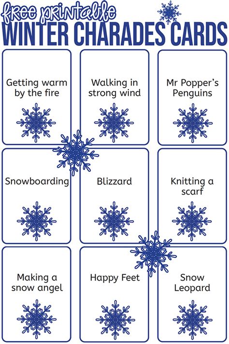 Types of Winter Charades Printables