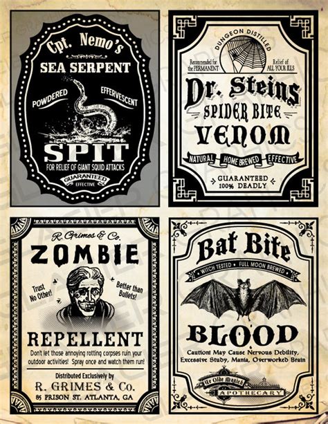 Types of Witch Potion Labels