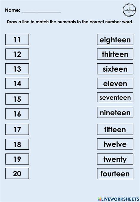 Types of Worksheets for Numbers 11-20