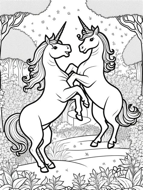 Unicorn garden coloring page