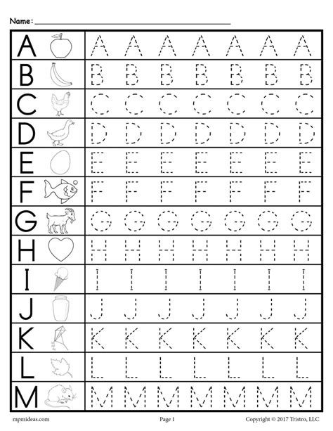 Uppercase letter tracing sheets