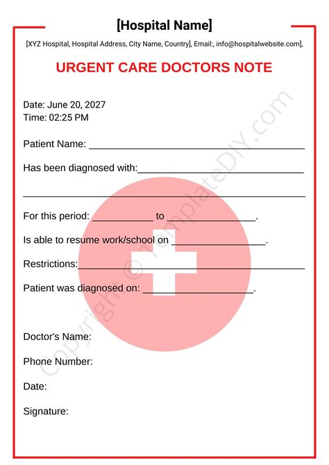 Urgent Care Doctor Note Template