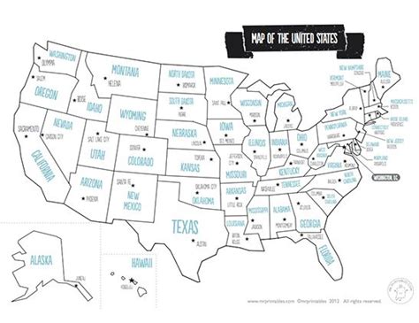 U.S. Map with States and Capitals