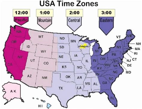 US Time Zones Map