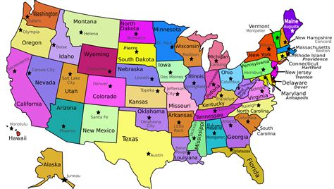 USA Map with Capitals for Students