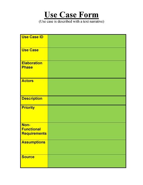 Use Case Template Templates