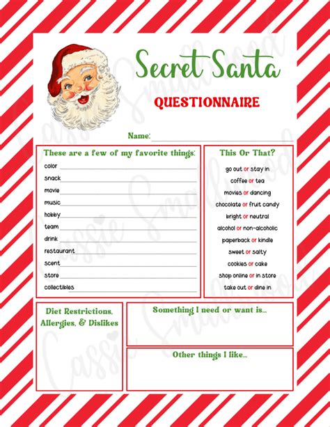 Using Secret Santa Printables