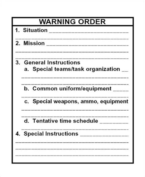 USMC Warning Order Template Sample