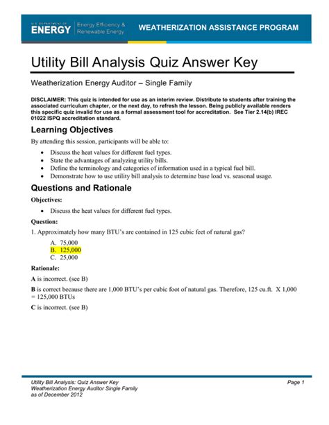 Utility Bill Analysis Description