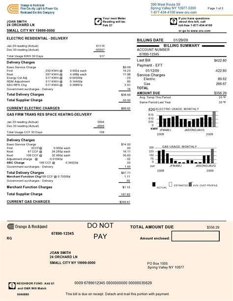 Utility Bill Template Example