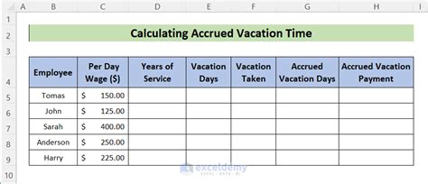 Vacation Accrual Template