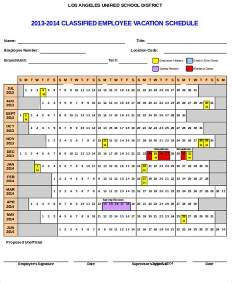 Vacation Calendar Excel Template