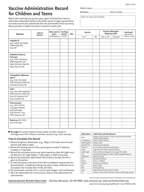 Vaccination Records Template