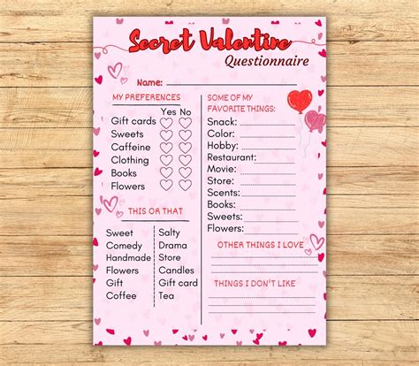 Valentine Questionnaire Benefits