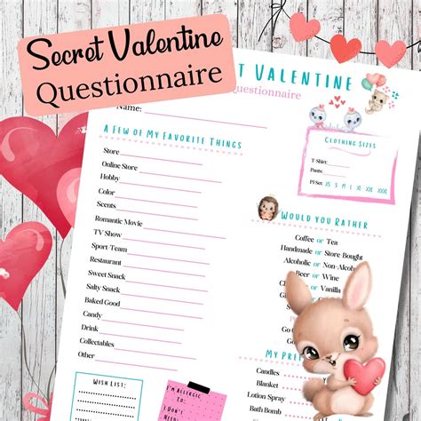 Valentine Questionnaires Printables